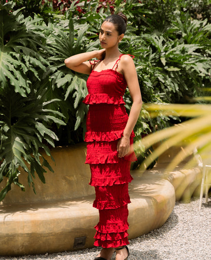 Strappy Ruffled Maxi Dress